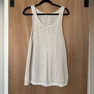 Gap Knit chrochet scoop neck cream tank top size CL